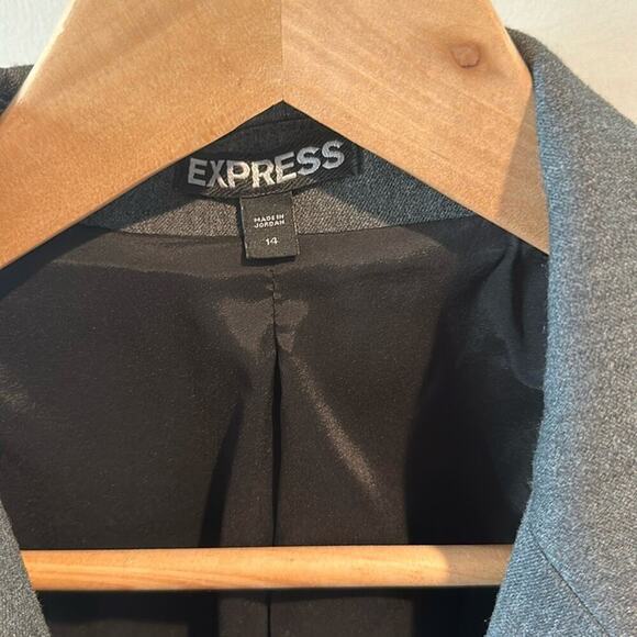 Express Studio Stretch size 14 Charcoal Gray One Button Blazer Jacket NWOT - Picture 2 of 13